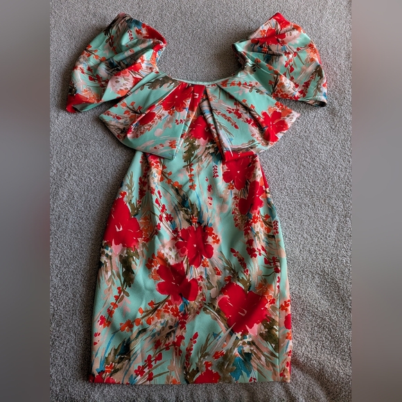 Badgley Mischka Off-Shoulder Floral Midi Dress NWOT - Picture 11 of 11